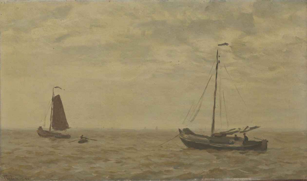 Balıkçı tekneleri ile deniz manzarası by Willem Bastiaan Tholen