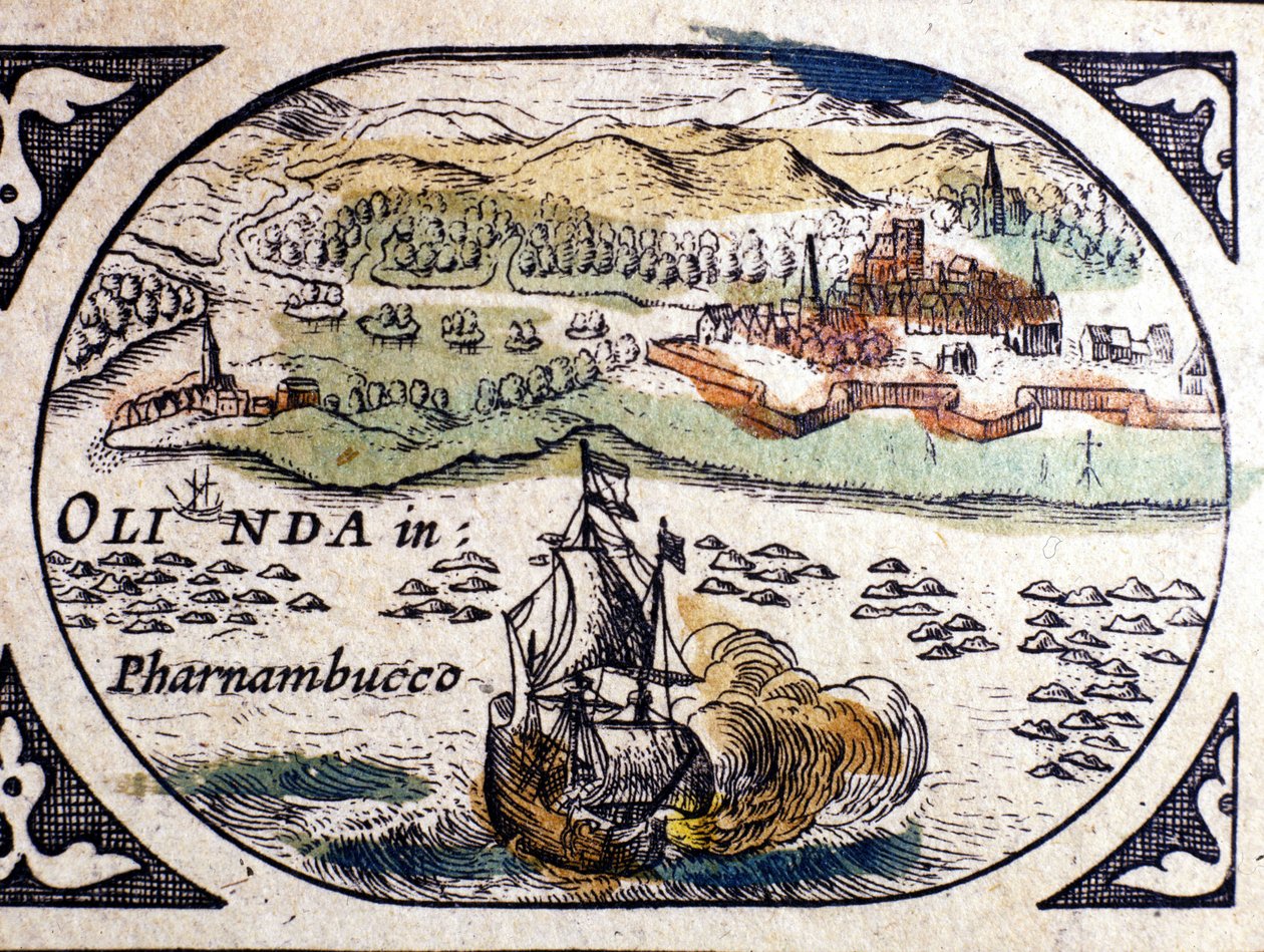 Brezilya, Pernambuc görünümü (Recife), Atlas, W. G. Blaeu, Amsterdam 1600. by Willem Blaeu
