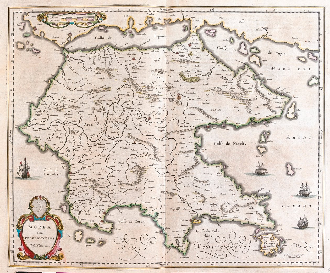Yunanistan, Peloponnesus, Willem Blaeu