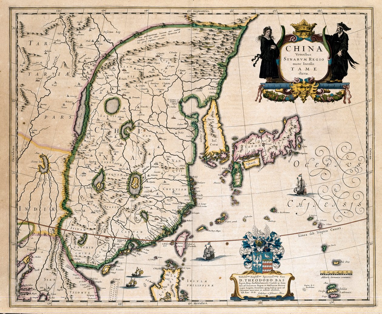 Çin, Japonya ve Kore haritası. (Oymak by Willem Blaeu