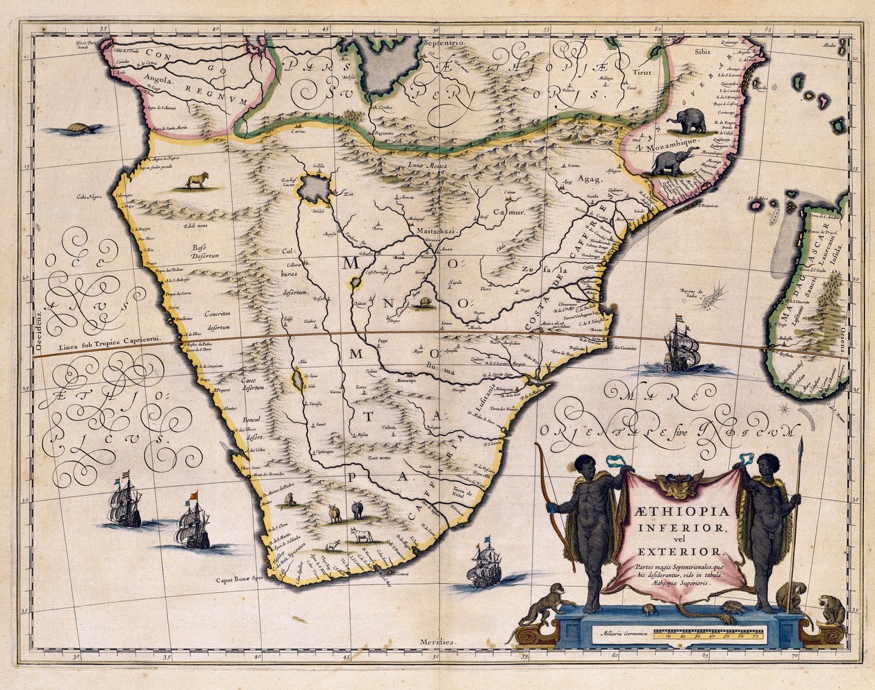 Etiyopya ve Güney Afrika haritası. (Oymak by Willem Blaeu
