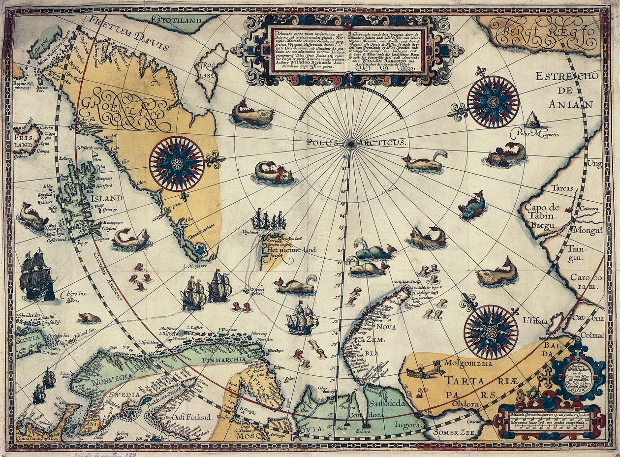 Kutup bölgelerinin haritası, Hollandalı haritacı Willem Janszoon Blaeu (1571-1638) tarafından by Willem Blaeu