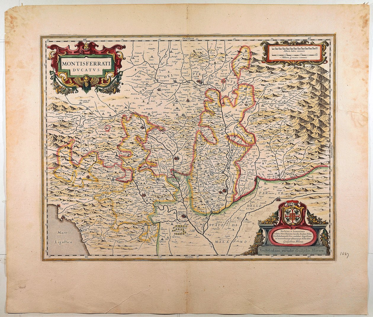 Monferrato Dükalığı, Willem Blaeu, Amsterdam, Bakır oyma tarafından harita by Willem Blaeu