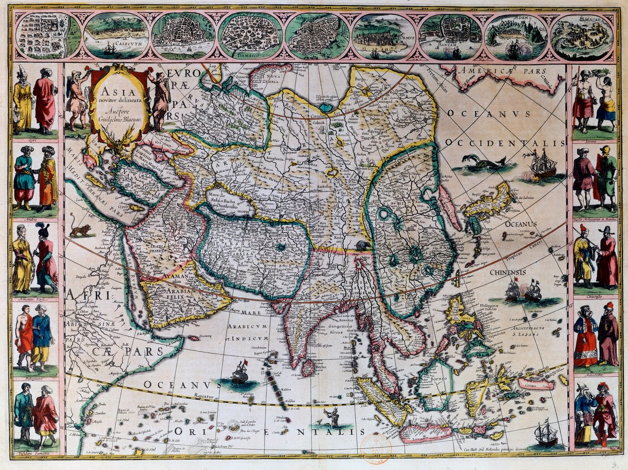 The theatre of the world or the new atlas Amsterdam. Geographic map of Asia by Willem Janszoon Blaeu (1571-1638) by Willem Blaeu