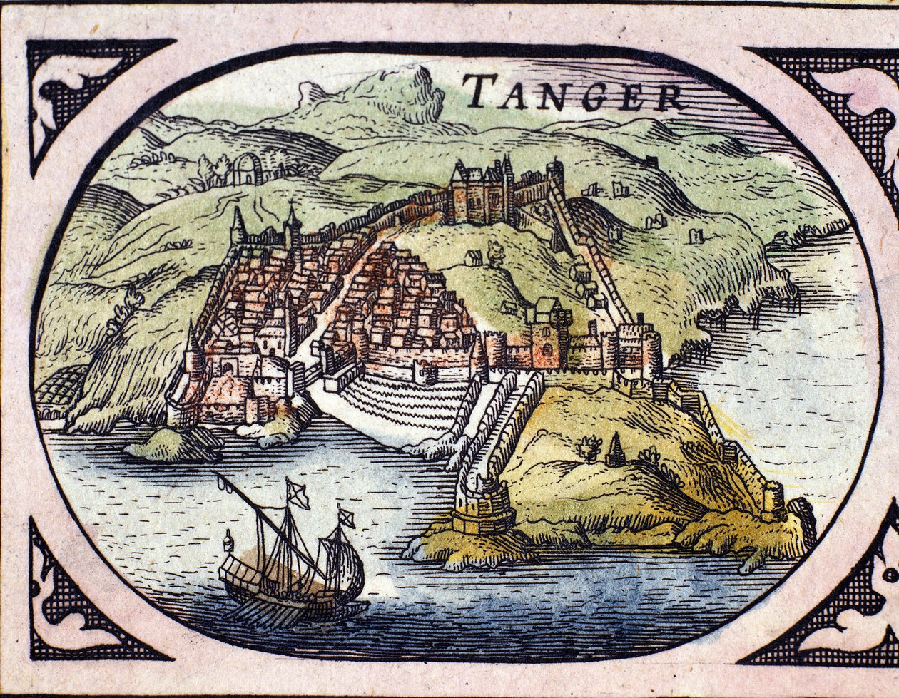Müstahkem şehir Tangier ve sahil, Fas görünümü. W. G. Blaeu, Amsterdam tarafından Hollanda Atlası