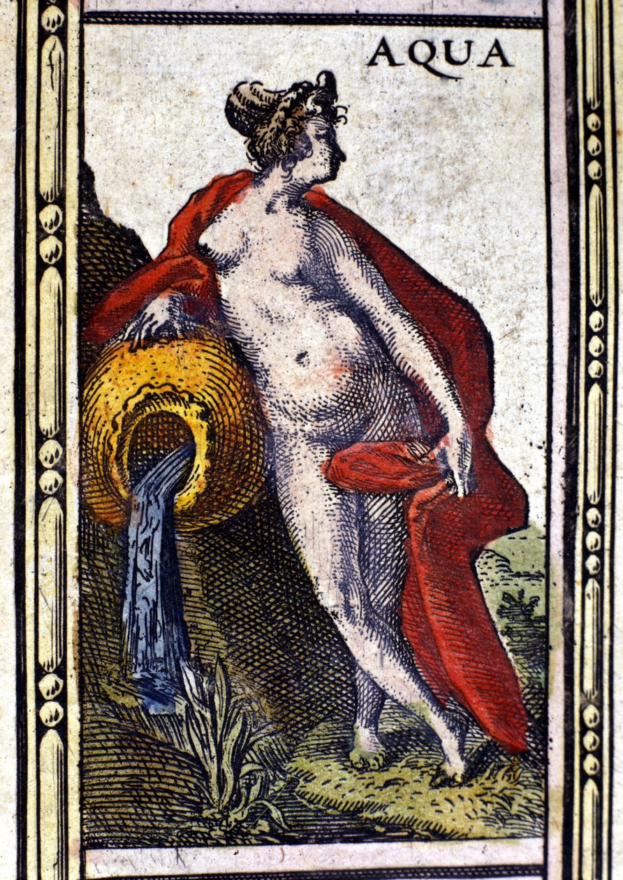 Water, one of the four elements, represented in the Atlas of W. Blaeu printed in Amsterdam in 1655. by Willem Blaeu