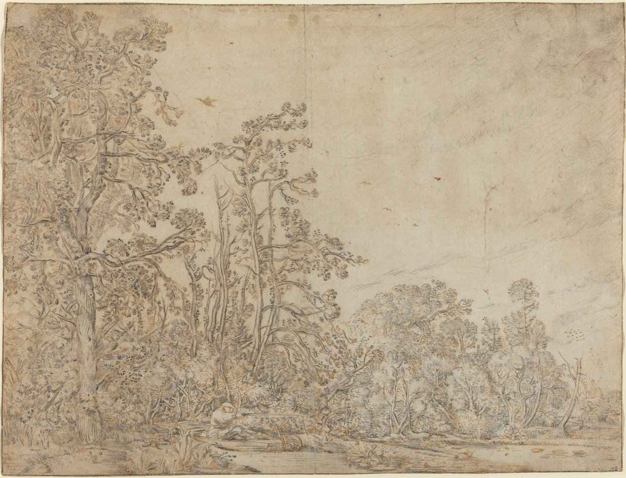 Bir balıkçı ile ormanlık gölet by Willem Buytewech