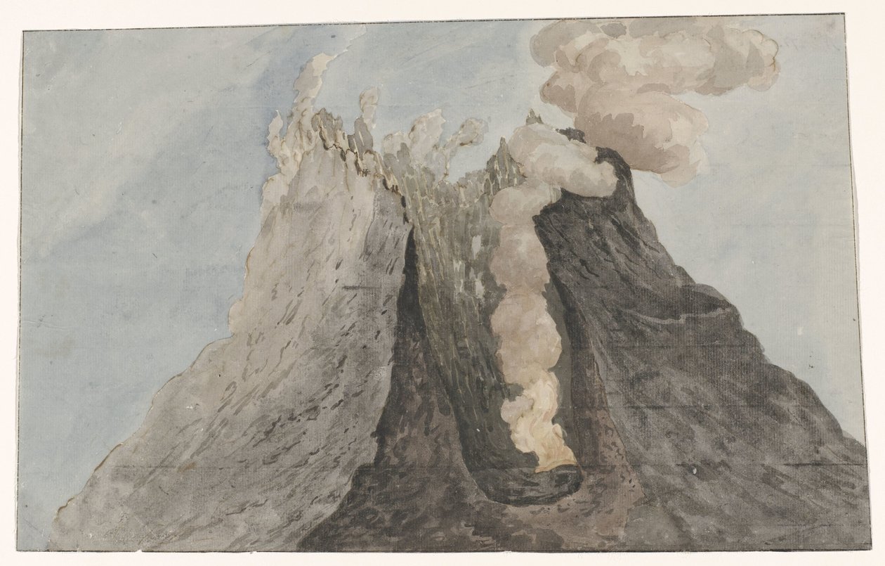 Binnenzijde van krater Etna Etna Krateri'nin İç Görünümü (nesne üzerindeki başlık) İtalya, Sicilya ve Malta'da Seyahatler - 1778 (dizi başlığı) by Willem Carel Dierkens