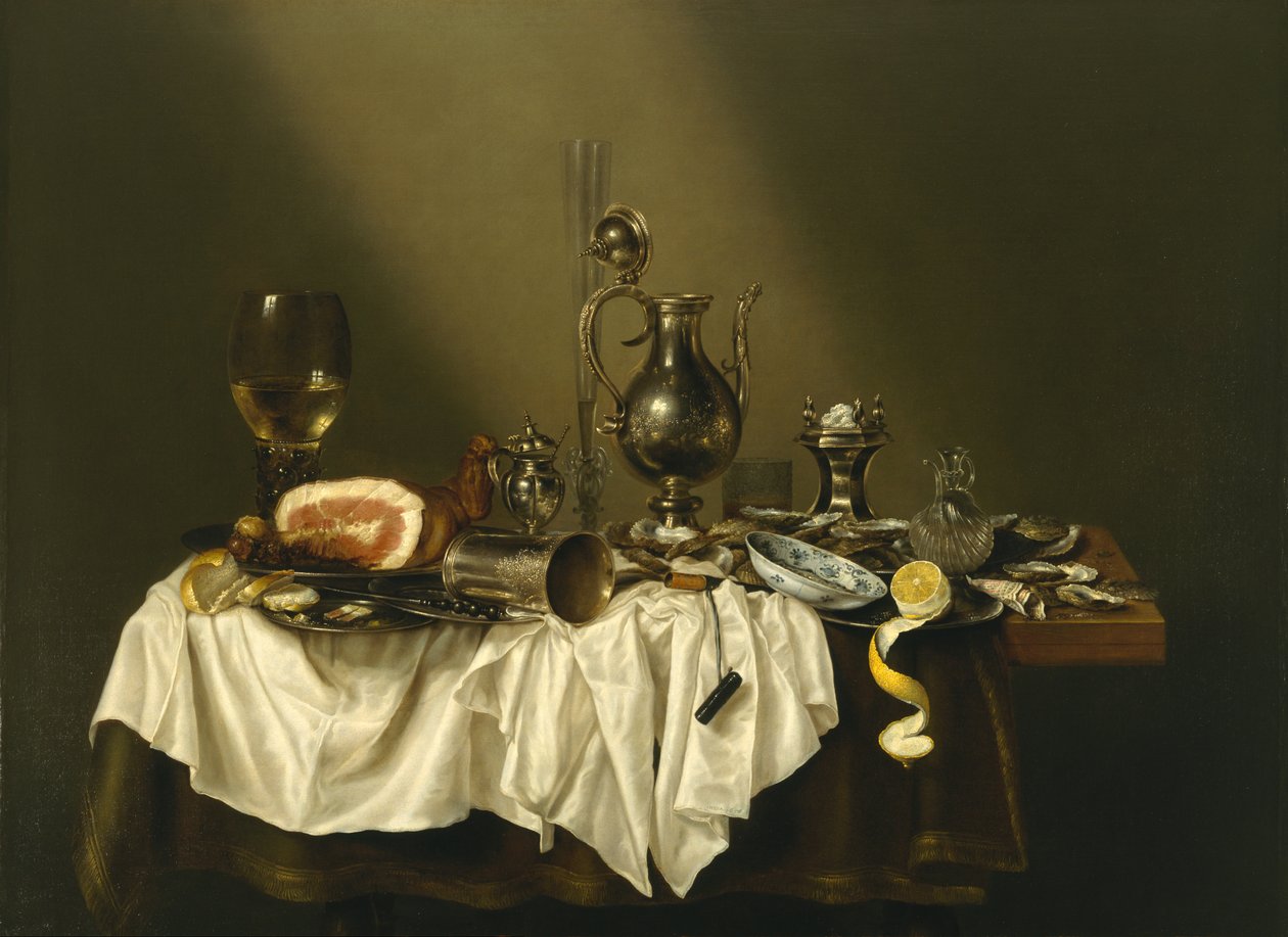 Jambonlu Ziyafet Parçası by Willem Claesz. Heda