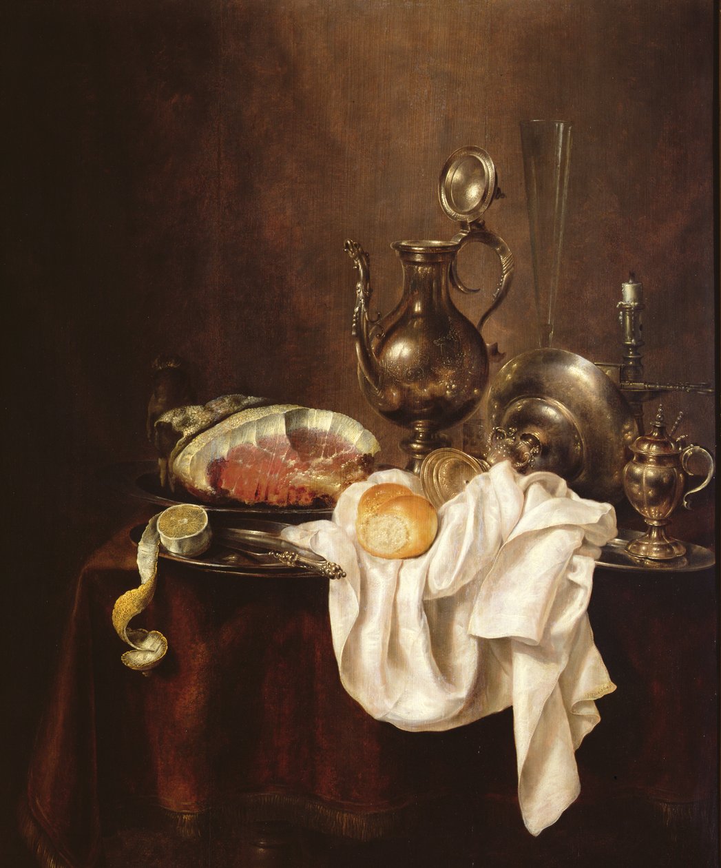Jambon ve Gümüş Tabak Natürmort by Willem Claesz. Heda