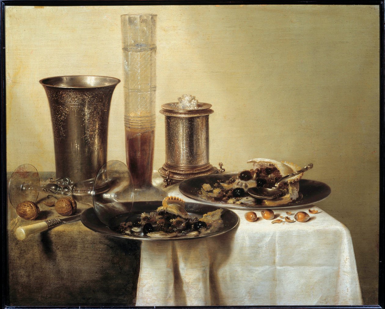 Gümüş Kupa ile Natürmort Resim Willem Claeszoon Heda (1594-1670) 1637 Dim. 0,44 x 0,55 m - Gümüş kadehli Natürmort. Willem Claeszoon Heda