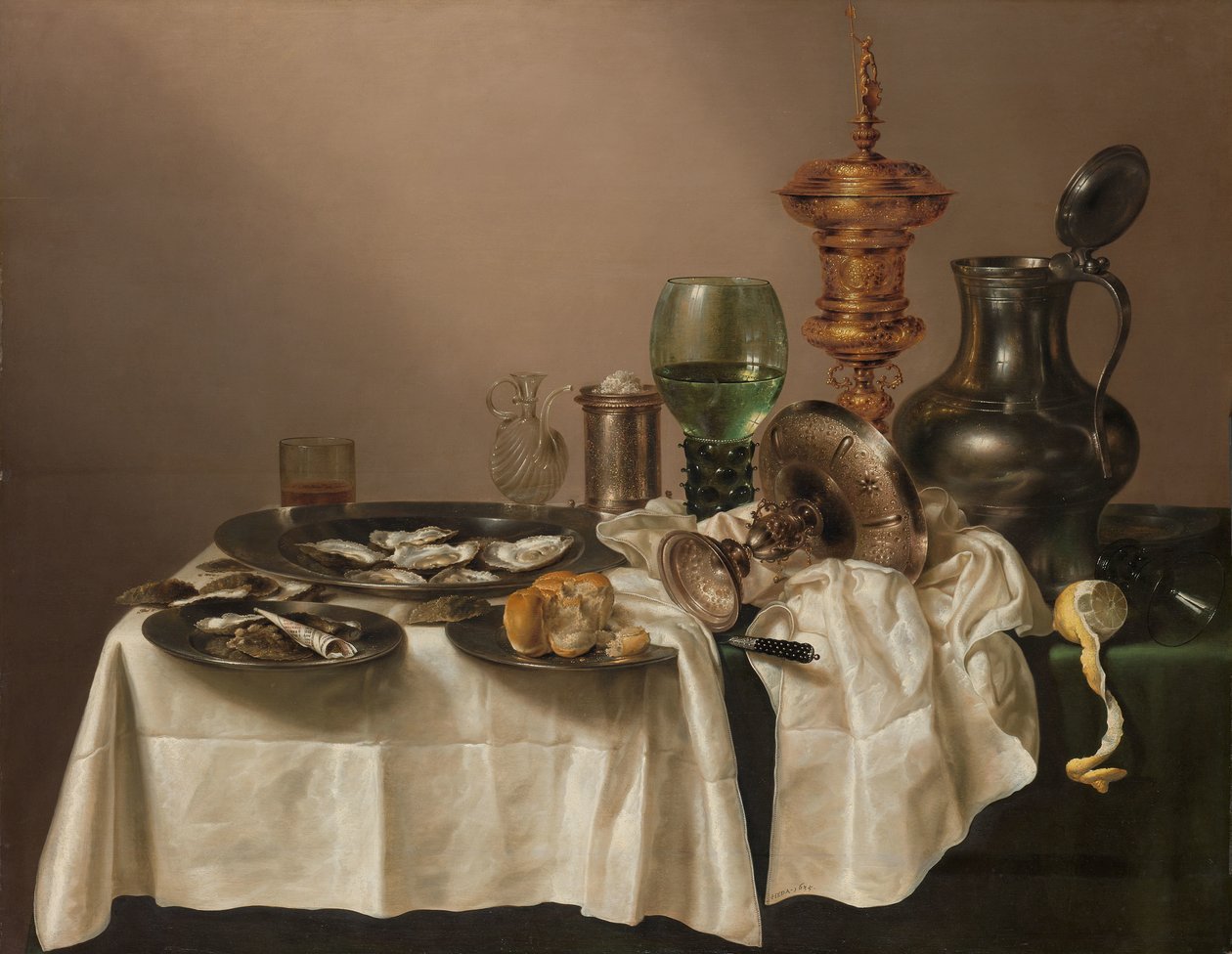Yaldızlı Fincanlı Natürmort Yaldızlı Kadeh ile Natürmort by Willem Claesz. Heda