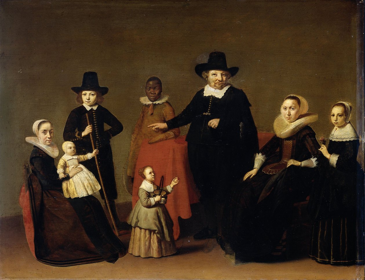 Siyah bir hizmetçisi olan aile grubu, c. 1631-33 (panelde yağ) by Willem Cornelisz Duyster
