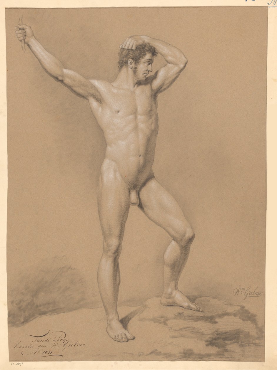 Önden bakıldığında çıplak duran erkek (2. ödül 1811) by Willem Grebner