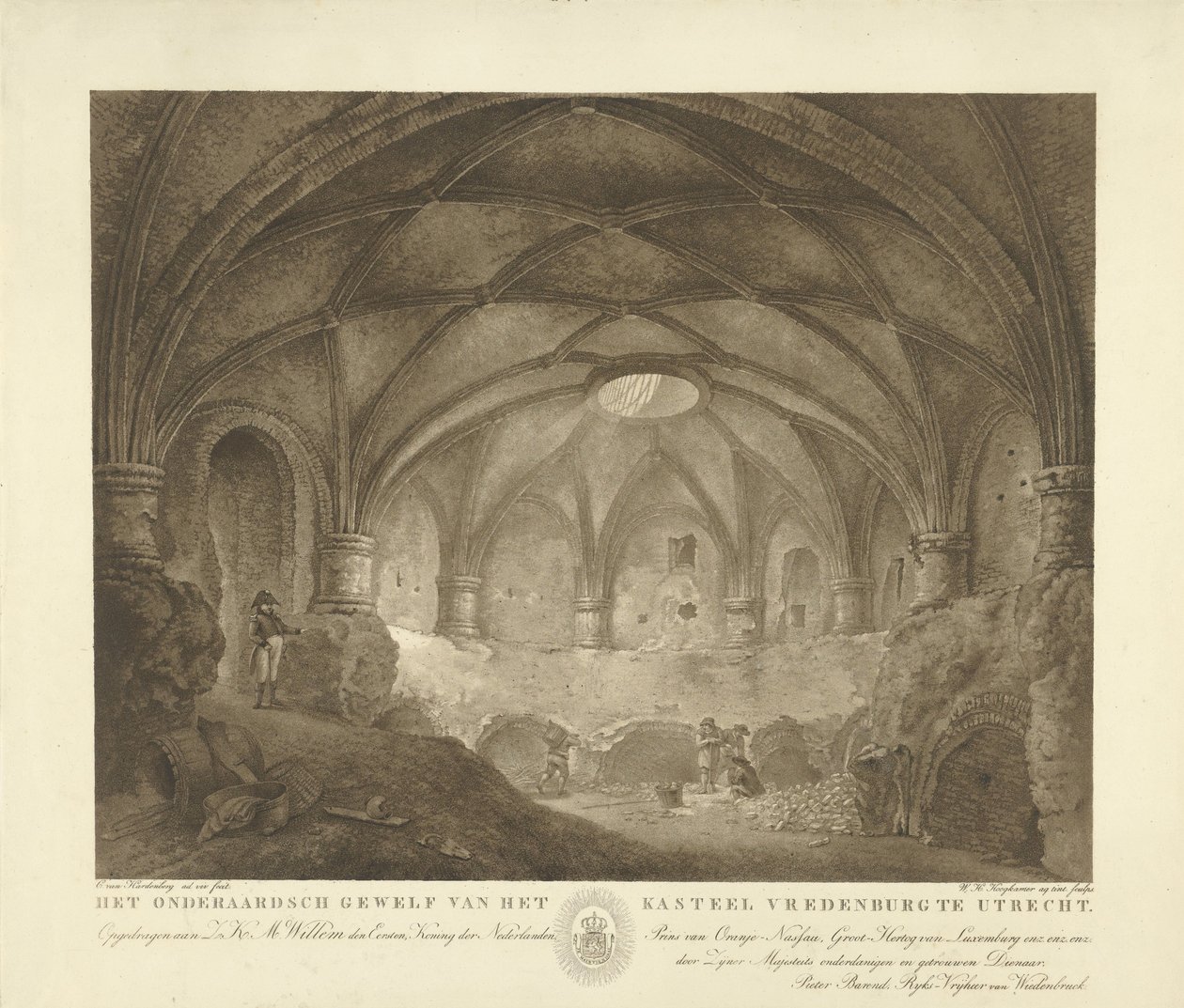 Vredenburg kalesinin mahzeni Utrecht'teki Vredenburg kalesinin yeraltı mahzeni (nesnedeki başlık) by Willem Hendrik Hoogkamer