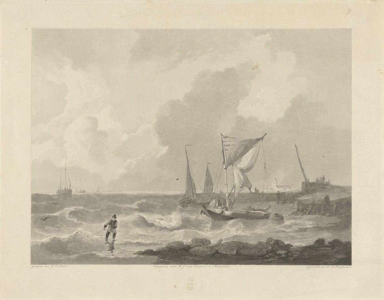 Bir liman başında balıkçı tekneleri by Willem Hendrik Hoogkamer