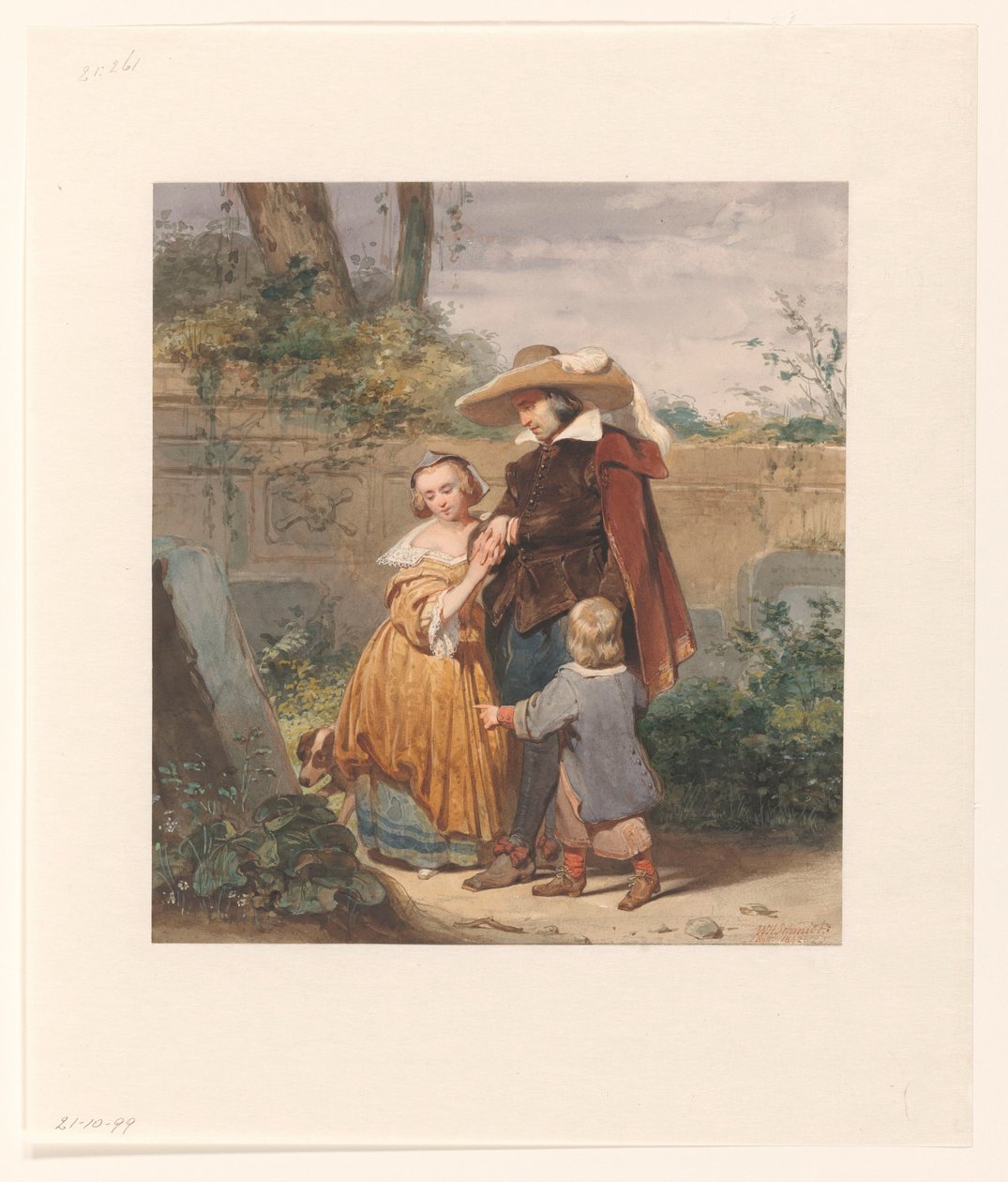 Annenin mezarında iki çocuklu bir baba by Willem Hendrik Schmidt