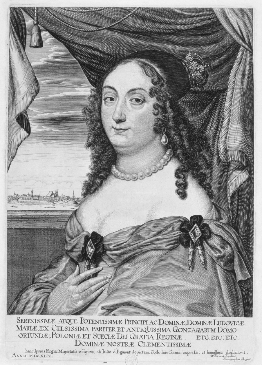 Maria Ludwiga Gonzaga (1611-67) Polonya Kraliçesi, 1649 by Willem Hondius