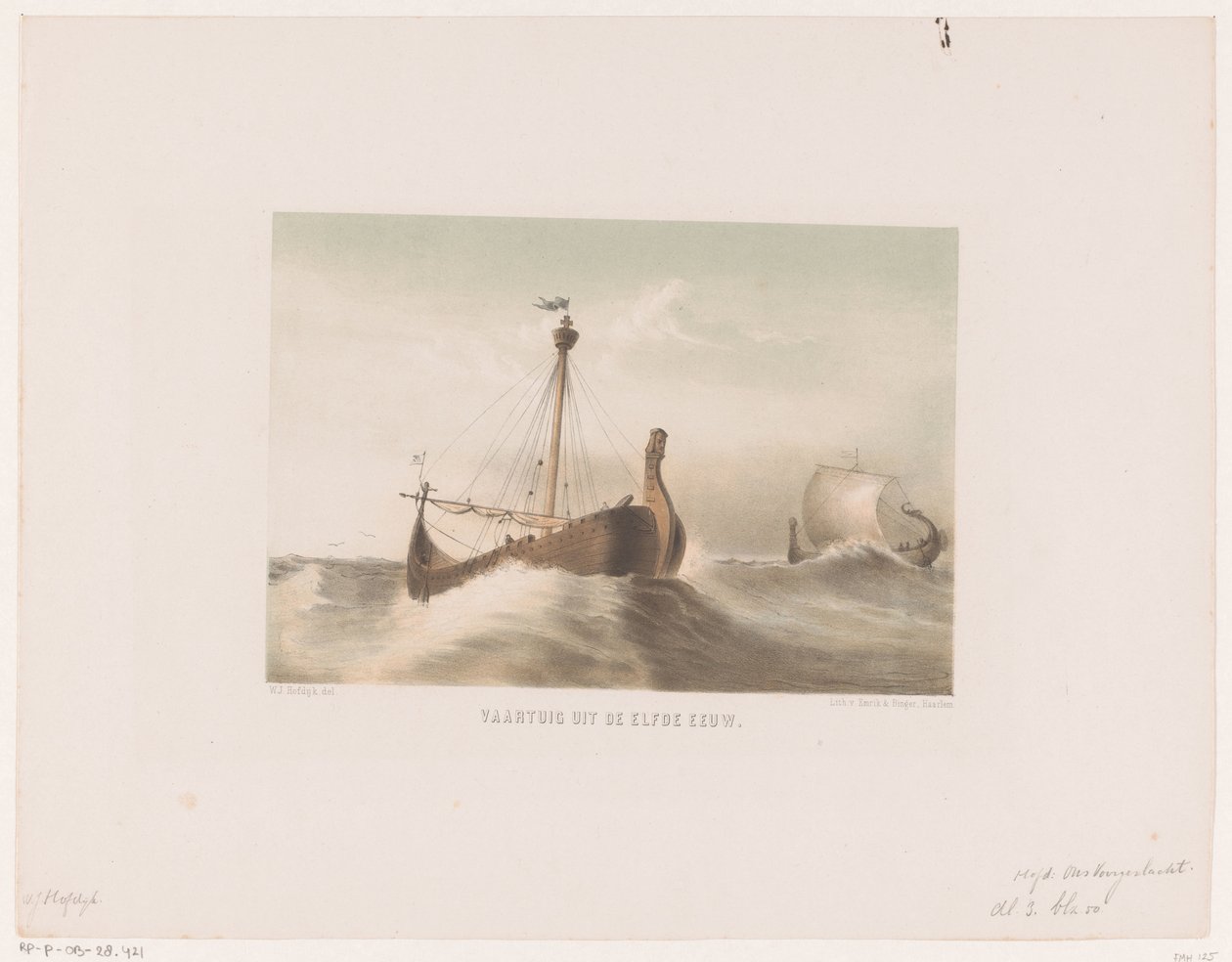 Gemi, 11. yüzyıl On birinci yüzyıl gemisi (nesne üzerindeki başlık) by Willem Jacob Hofdijk