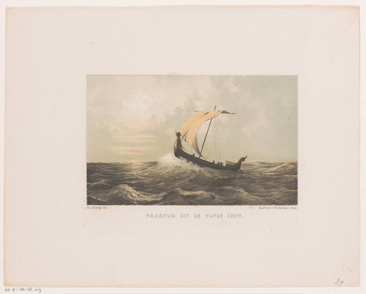 Gemi, 5. yüzyıl Beşinci yüzyıldan gemi (nesne üzerindeki başlık) by Willem Jacob Hofdijk