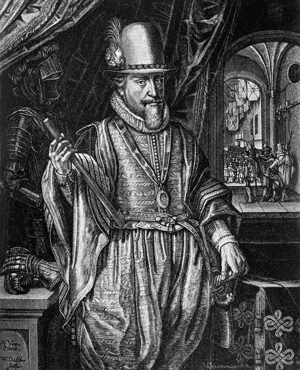 Orange Prensi Maurice of Nassau'nun Portresi (1567-1625), Willem Jacobsz Delff'in gravürü (1580-1638) by Willem Jacobsz Delff
