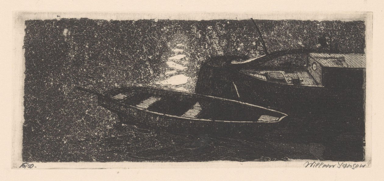 Kıç ve kayık by Willem Jansen (graveur) (signed by artist)