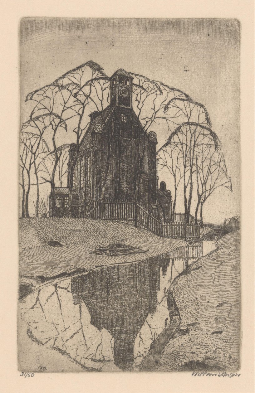 köy kilisesi by Willem Jansen (graveur) (signed by artist)