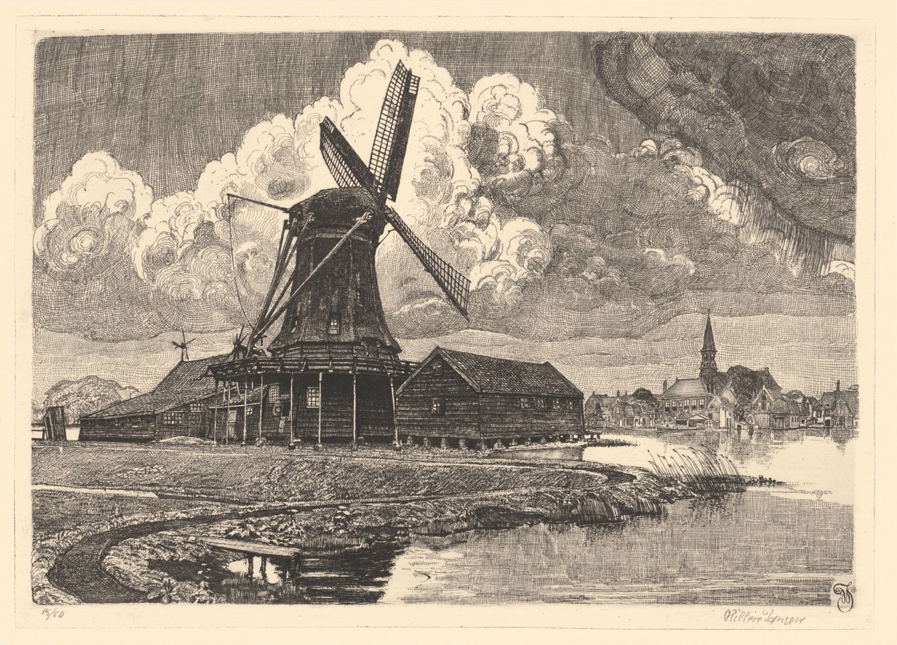 Yel Değirmeni de Bonte Tavuk by Willem Jansen (graveur) (signed by artist)