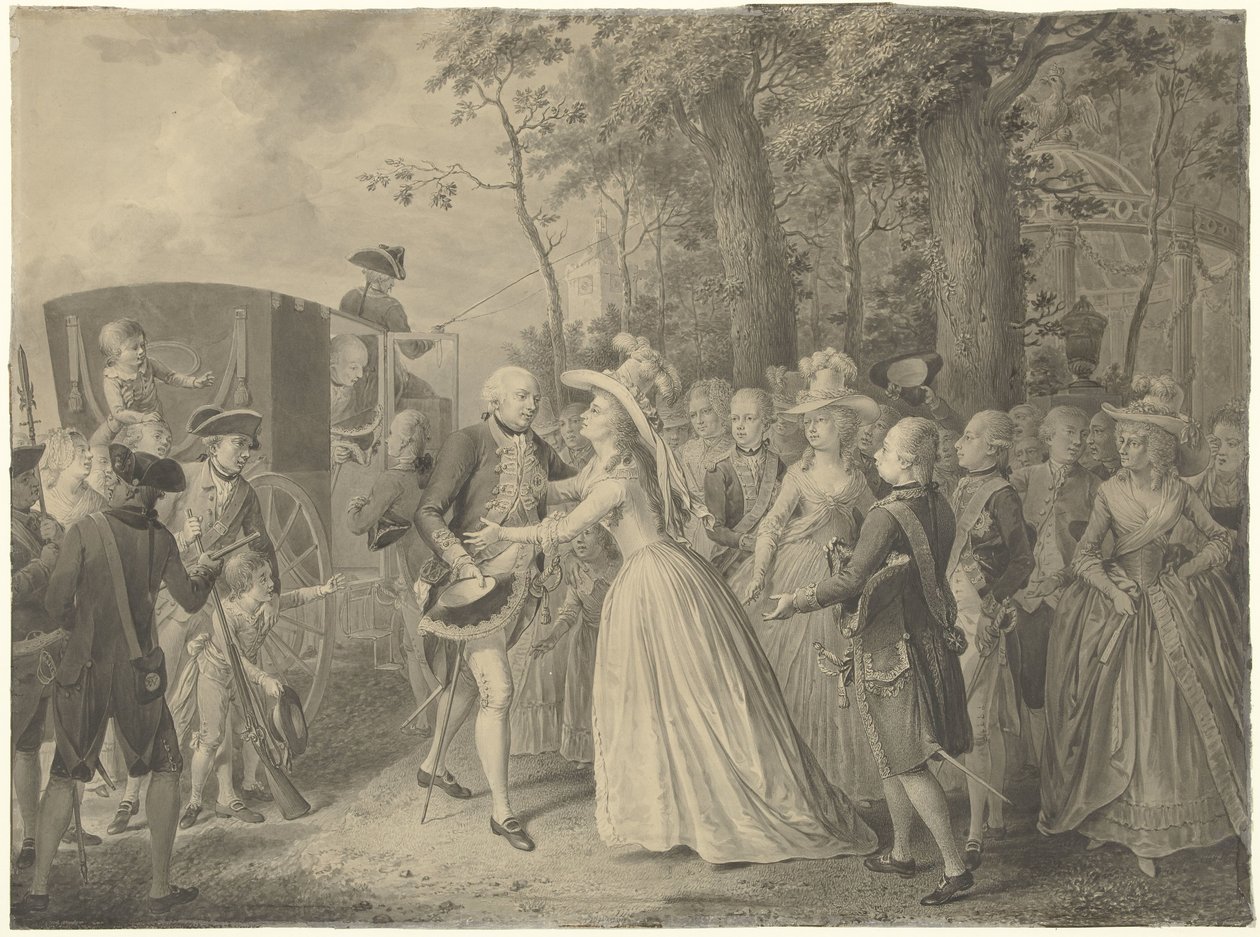 Prenses Wilhelmina'nın kardeşi Prusya Kralı III. Frederick ile Cleves'te buluşması, 1788 by Willem Joseph Laquy