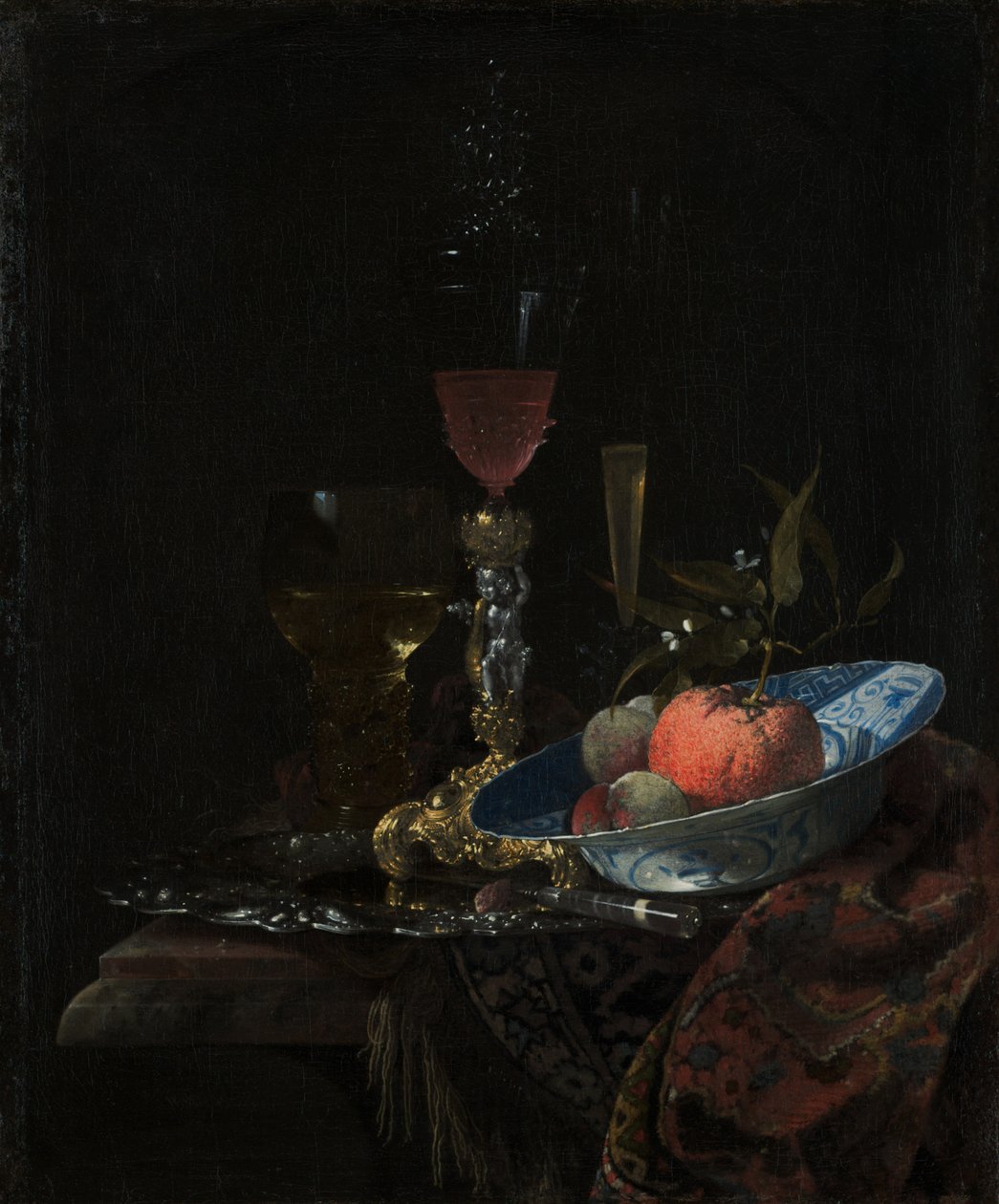 Şarap kadehi ve bir kase meyve, 1663 by Willem Kalf