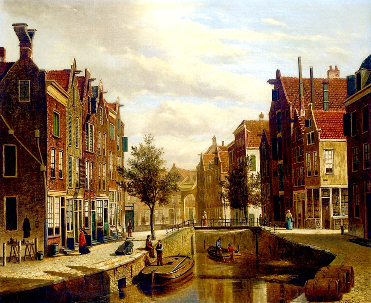 Hollanda Kanalı (tuval üzerine yağlı boya) by Willem Koekkoek