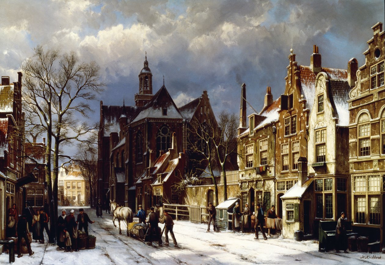 Bir Sokak Manzarası, Amsterdam (tuval üzerine yağlı boya) by Willem Koekkoek