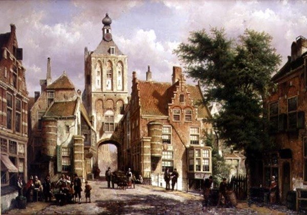 Culemborgh Binnenpoort (tuval üzerine yağlı boya) by Willem Koekkoek