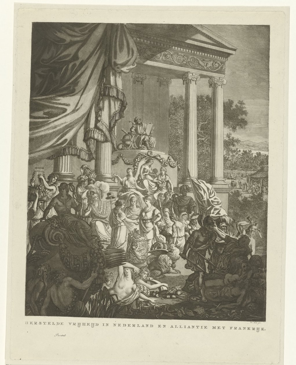 Hollanda ve Fransa arasındaki ittifakın alegorik temsili, 1795 Hollanda