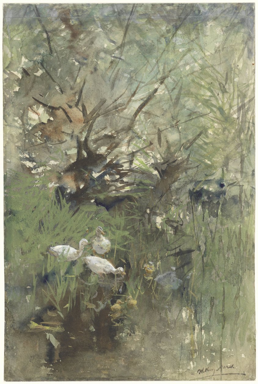 Söğütlerin altında ördekler by Willem Maris