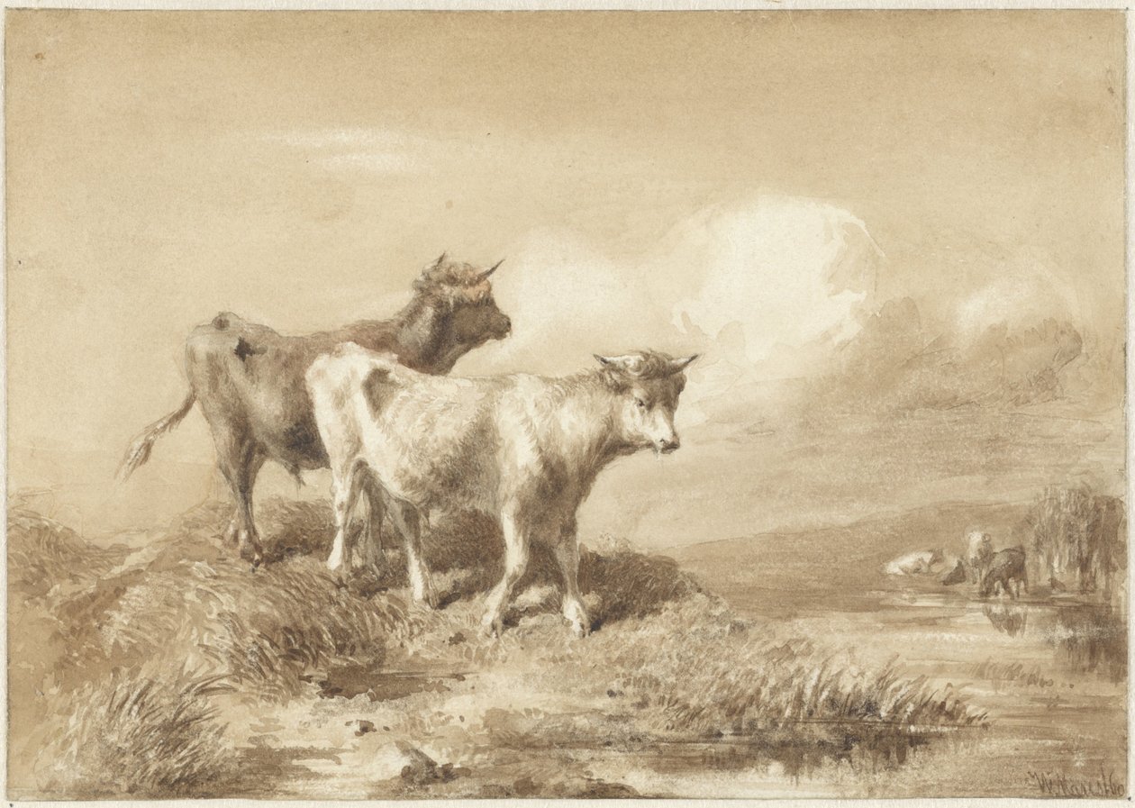 su kenarındaki inekler by Willem Maris
