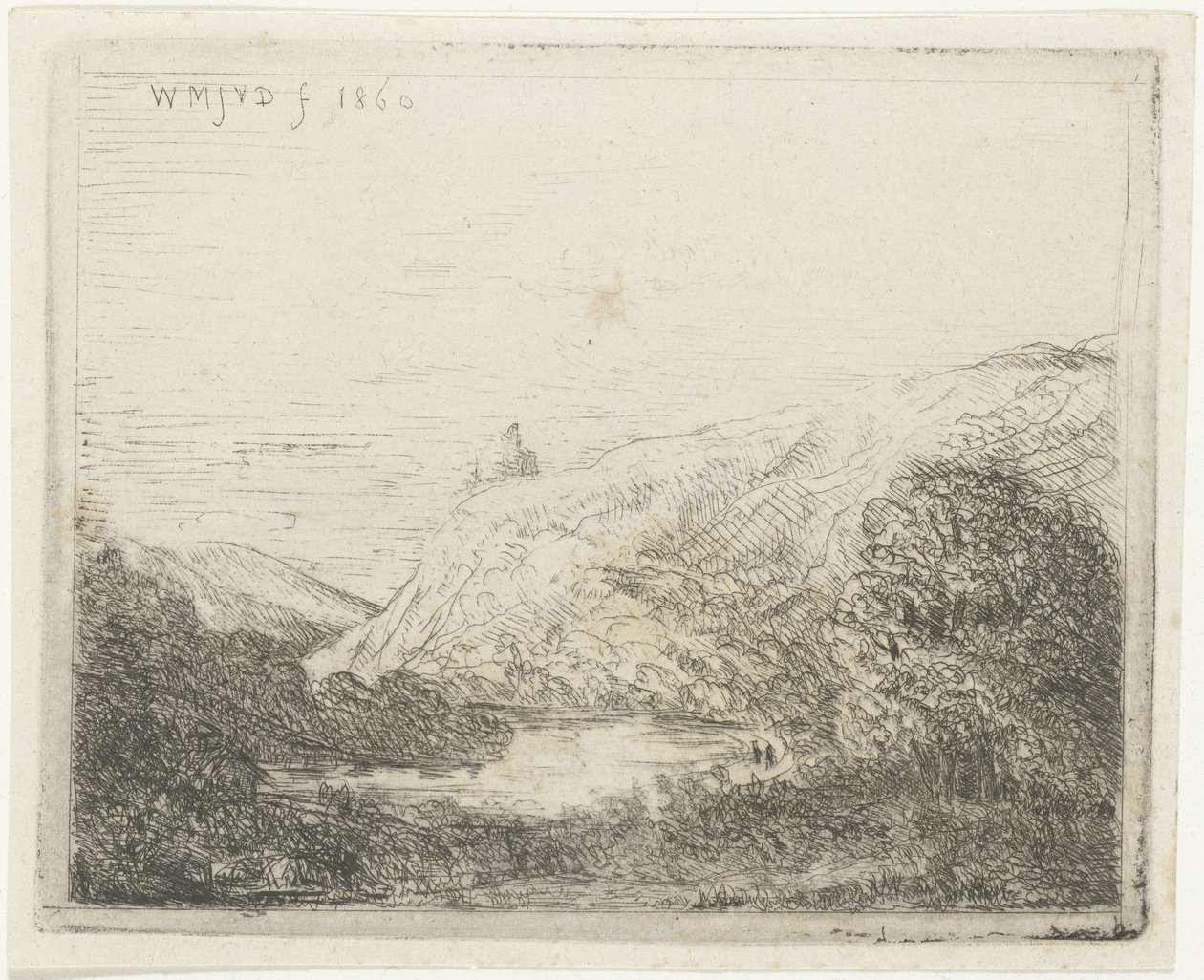 Nehir ile dağ manzarası by Willem Matthias Jan van Dielen