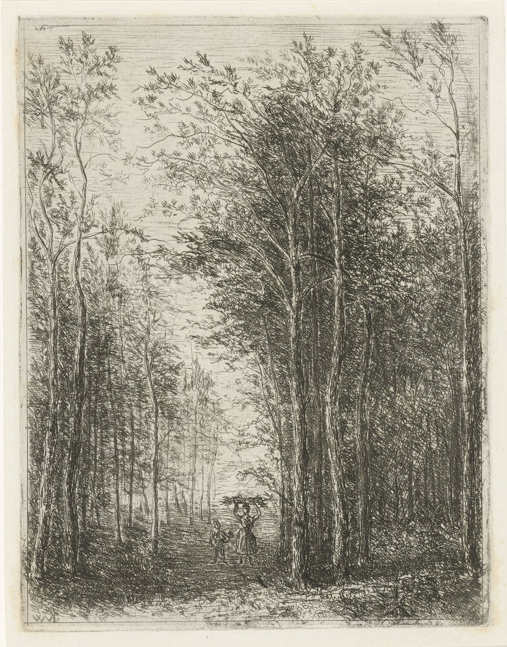 Odun toplayıcıları ile orman manzarası by Willem Matthias Jan van Dielen