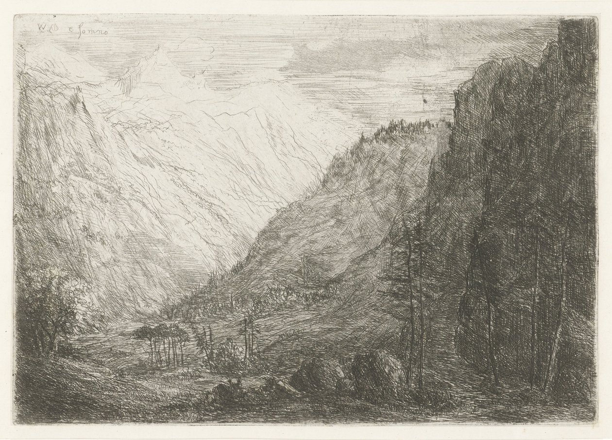 Dağ vadisinin görünümü by Willem Matthias Jan van Dielen