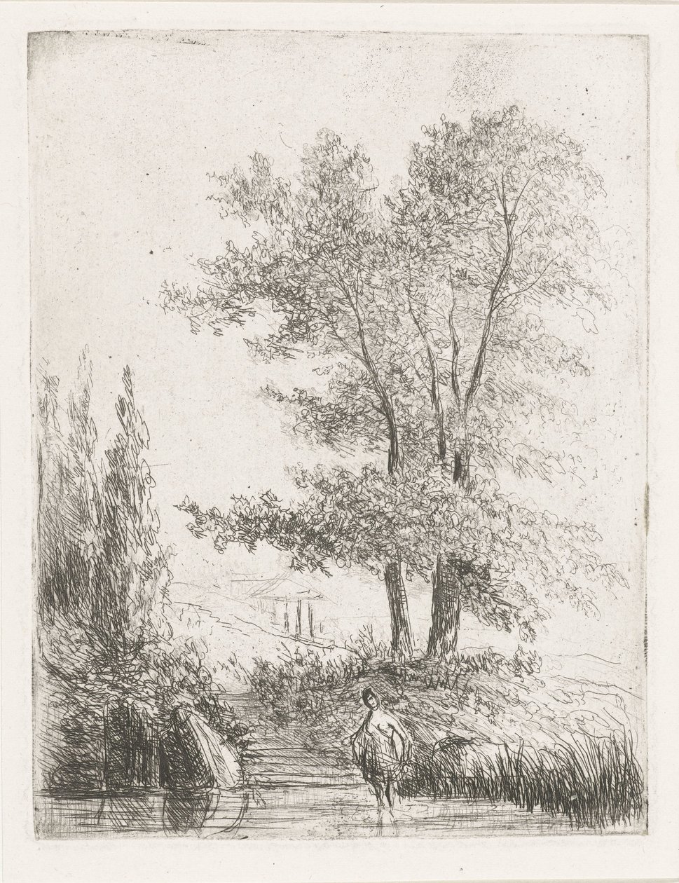 Yüzücü ile tepelik manzara by Willem Matthias Jan van Dielen
