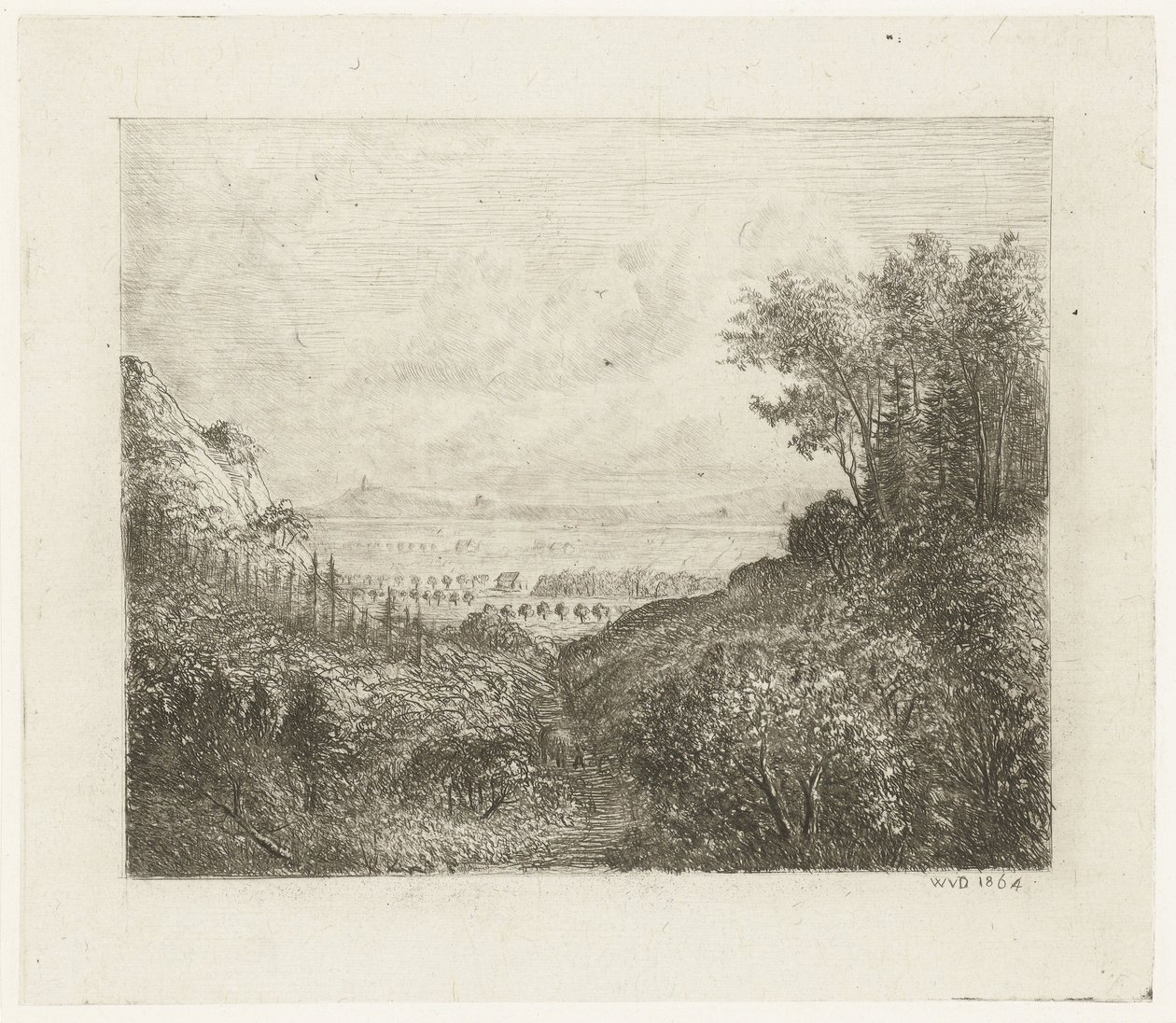 Vadiye giden yol ile tepelik manzara by Willem Matthias Jan van Dielen