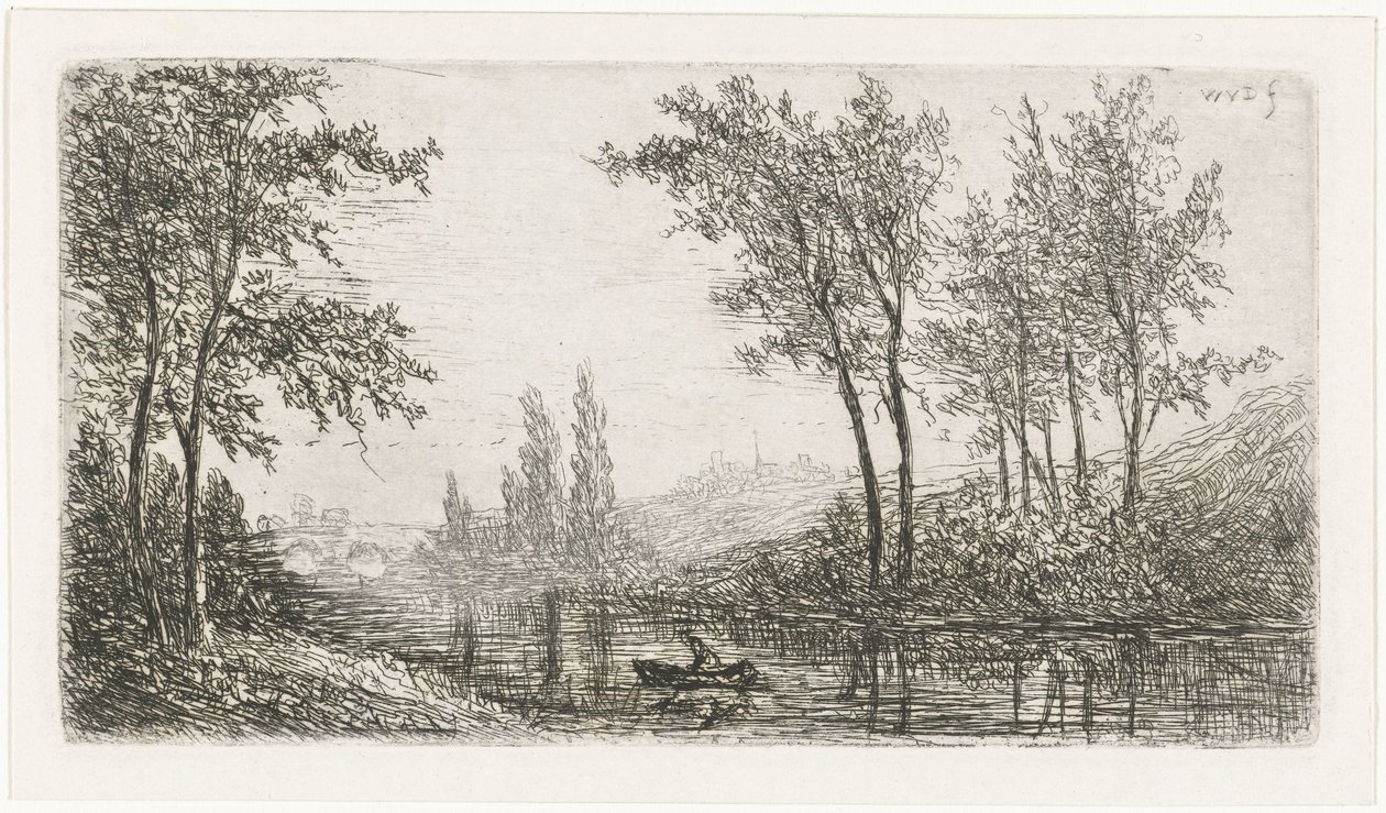 Bir tekne ile nehir manzarası by Willem Matthias Jan van Dielen