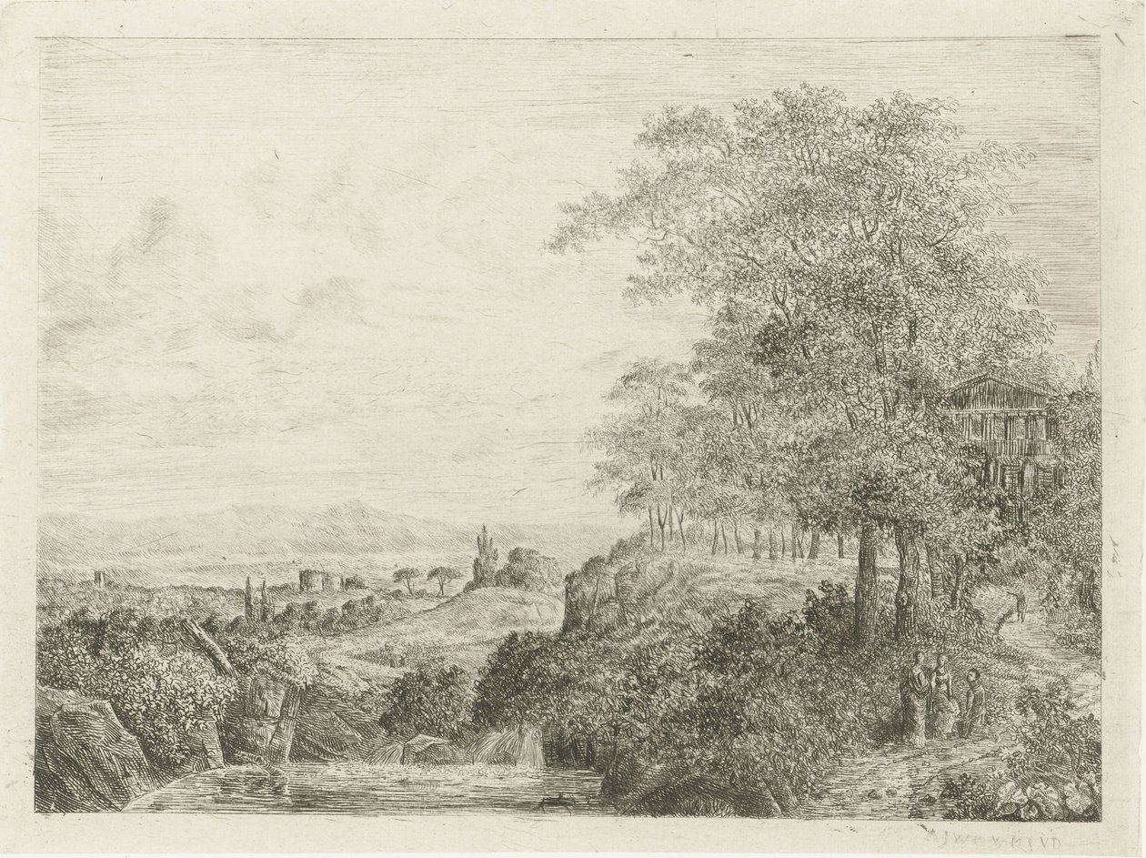 Tapınak ve Figürlerle Güney Manzarası by Willem Matthias Jan van Dielen