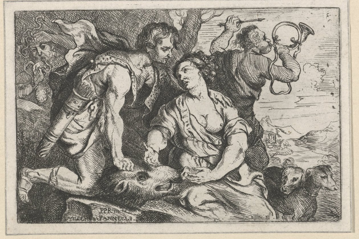 Meleager en Atalanta by Willem Panneels