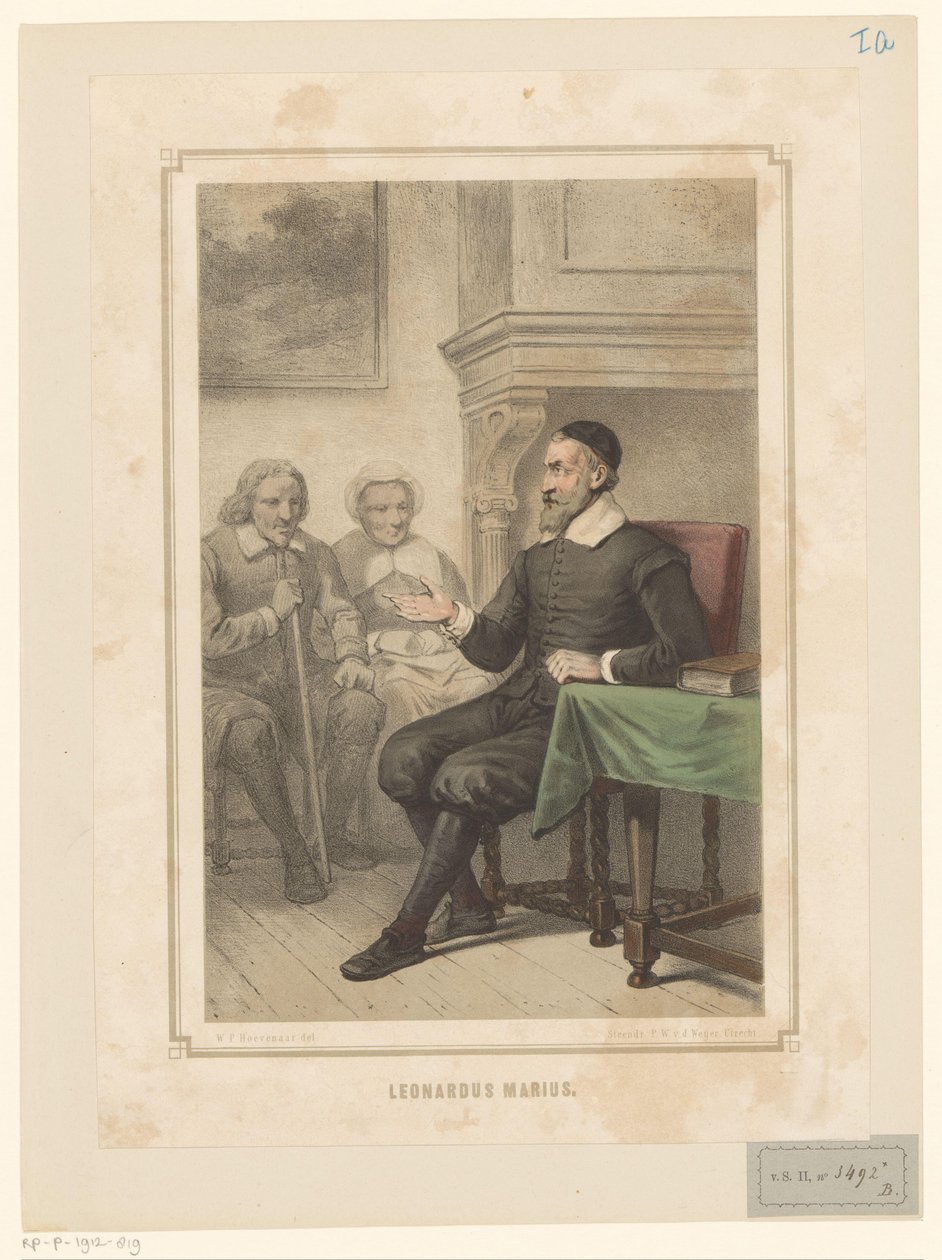 Leonardus Marius van der Goes bir erkeğe ve bir kadına hitap ediyor Leonardus Marius (nesne üzerindeki başlık) by Willem Pieter Hoevenaar