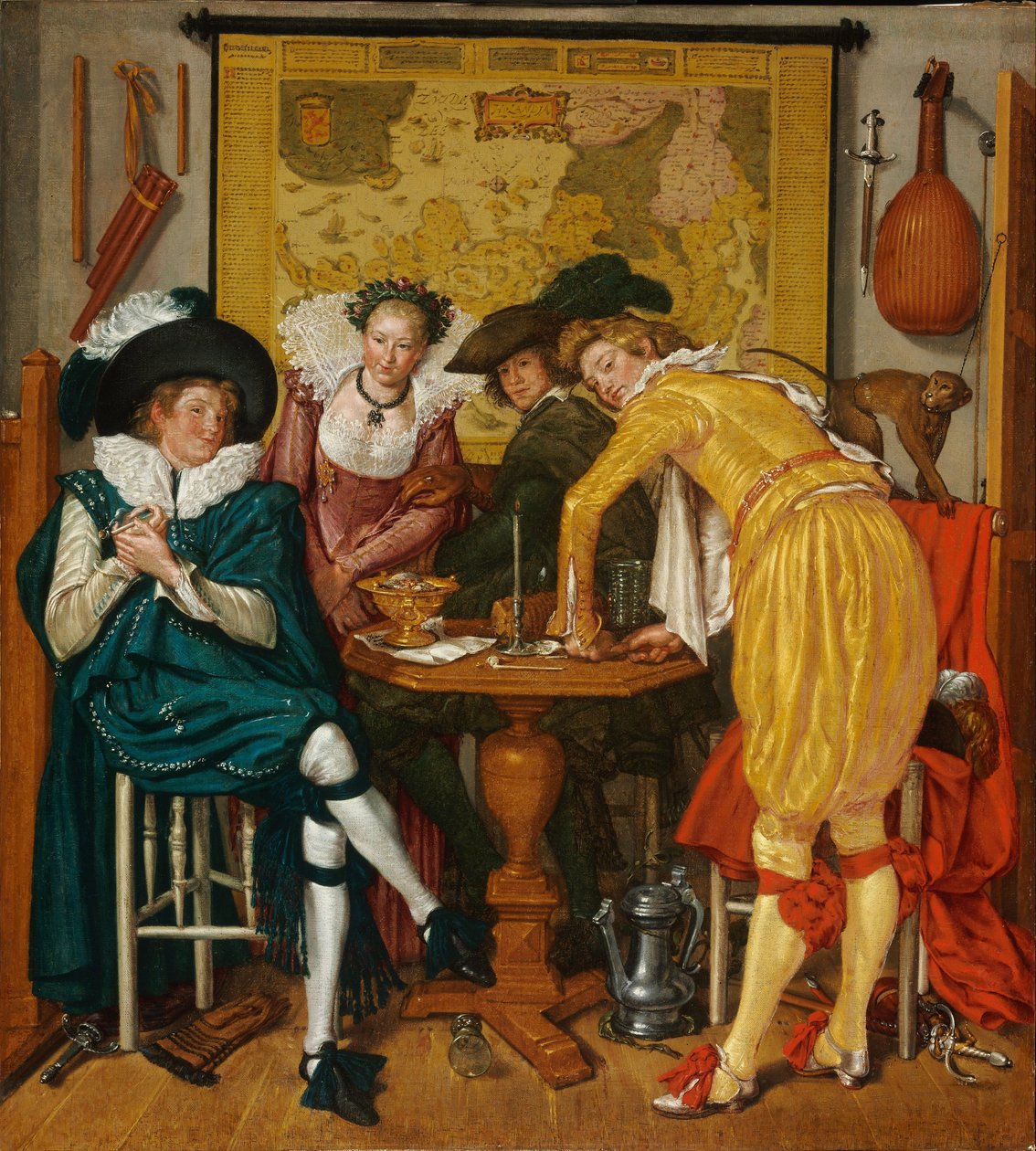 Neşeli şirket - Buytechech, Willem Pietersz. (1591 / 92-1624) - 1620 - Tuval üzerine yağlı boya - 72.6x65,4 - Szepmuveszeti Müzesi, Budapeşte by Willem Pietersz Buytewech