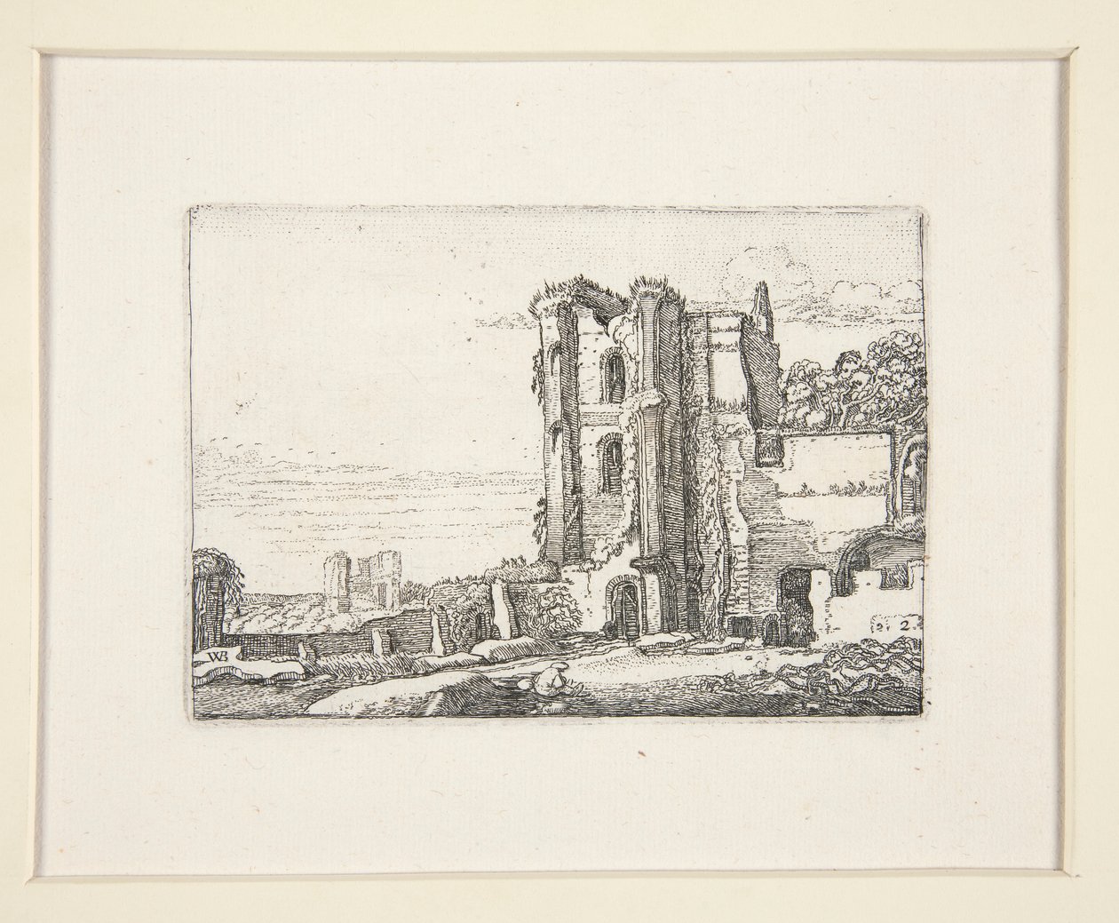Merkezin sağındaki yıkık kule, Manzara Setinden 2. Plaka by Willem Pietersz. Buytewech