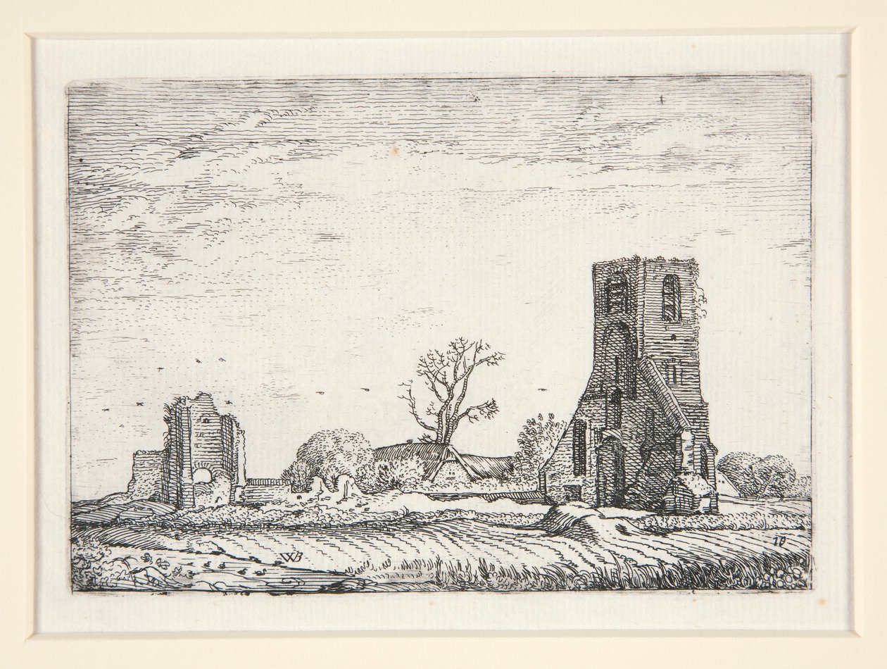 Bir kilisenin kalıntıları (Lahey yakınlarındaki Eykenduynen Şapeli), Manzara Setinden 10. Levha by Willem Pietersz. Buytewech