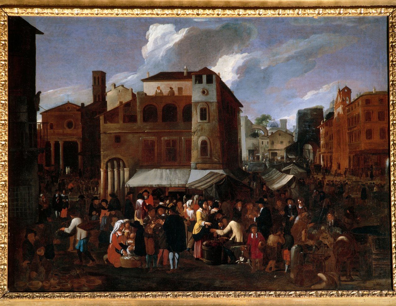 Pazar sahnesi (tuval üzerine yağlı boya) by Willem Reuter