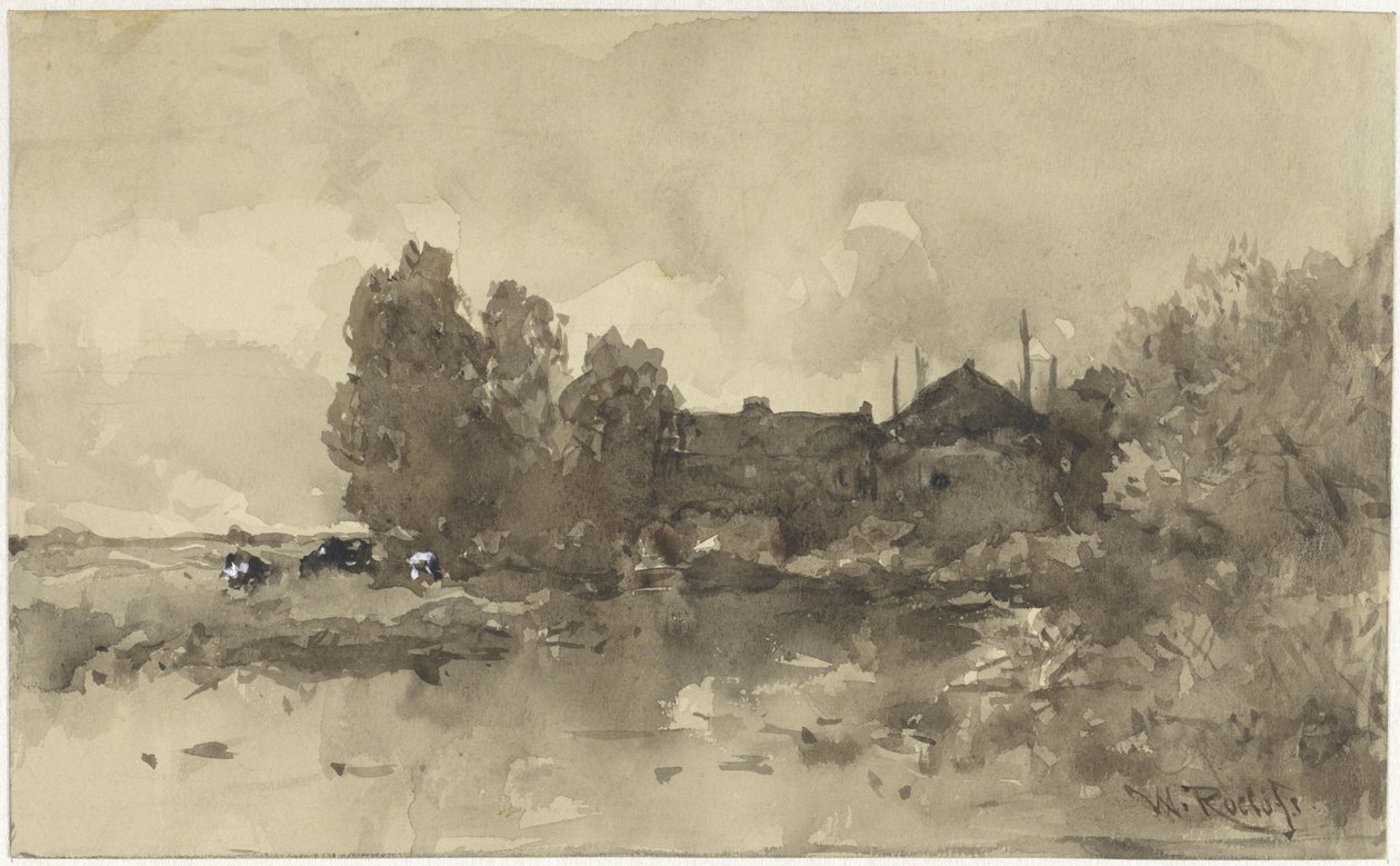 Çiftlik ile manzara by Willem Roelofs (I)